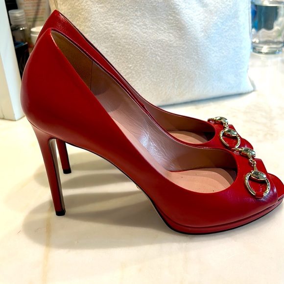 Gucci red sandals, high heel, mint condition, including box and dust bag - Picture 4 of 15
